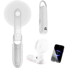 Mini ventilador portátil silencioso, recarregável via USB, com 3 velocidades e bateria inclusa, ideal para viagens e escritório.