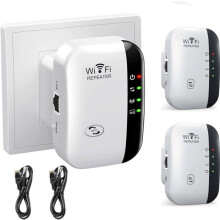 Ripetitore WiFi da 2 pezzi, amplificatore di segnale plug-in per la casa, configurazione con un clic, estensore di portata compatto