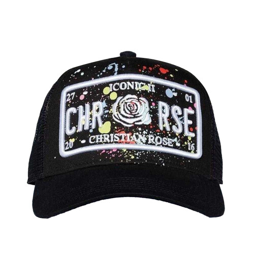 (One Size, Black) Christian Rose Li Plate Trucker Cap 2