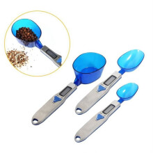 Balança digital de colher de 500g com precisão de 0,1g, feita em aço inoxidável e plástico.