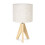 Abajur de mesa em madeira bege e linho com lâmpada LED E27 incluída, design vintage com tripé. 1