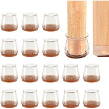 Protetores de silicone transparente para pés de cadeiras, conjunto com 16 unidades, 15-23 mm, capas protetoras para pés de móveis que não da