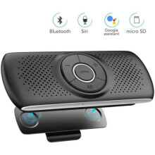 Kit mãos-livres Bluetooth 5.0, preto, reconexão automática, compatível com iOS e Android.