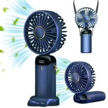 Mini ventilador portátil, 5 velocidades, recarregável via USB, 6500 mAh, dobrável, azul, ventilador de mesa silencioso para casa, escritório
