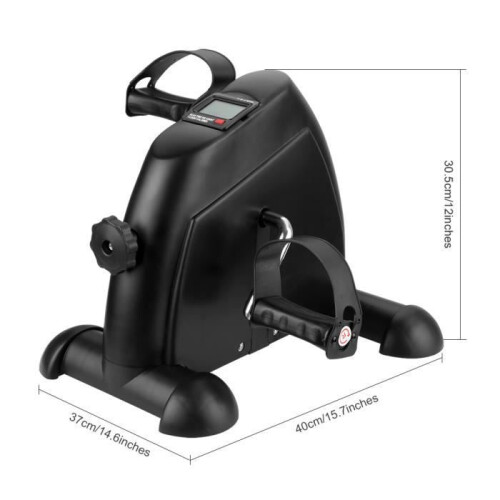 Mini bicicleta ergométrica de mesa com pedais ajustáveis, exercitador de braços e pernas, visor LCD, preta 2