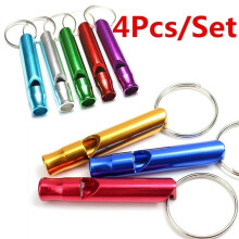 4 Pieces of Aluminum Alloy Small Whistle Keychain Outdoor Survival Camping Emergency Sports Safety Whistle