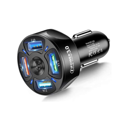Φορτιστής αυτοκινήτου 2USB+2PD QC3.0 με βύσμα αναπτήρα για μία έως τέσσερις εξαι