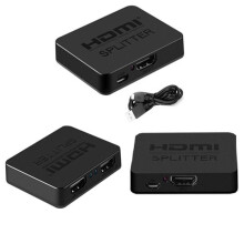 Διαχωριστής HDMI 1 σε 2 εξόδους με καλώδιο HDMI 1 μέτρου, υποστήριξη 4K, τροφοδοσία USB,