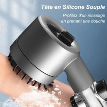 Cap de duș cu 4 filtre, furtun de 150 cm, design portabil de înaltă presiune, anticalcar, economisire apă pentru baie