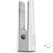 Ventilador de torre sem pás, silencioso, com 9 velocidades e oscilação de 60 graus. Pequeno, para mesa, ideal para escritório e quarto. Reca