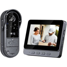 Campainha de vídeo sem fio com câmera, resolução 1080p, tela IPS de 4,3 polegadas e ângulo amplo de 170 para uso residencial.