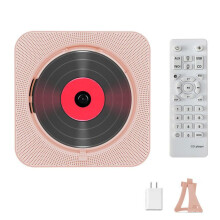 Bluetooth CD prehrávač, nabíjateľný, CD, kompatibilný s USB a TF kartami, časovač vypnutia, FM rádio, diaľkové ovládanie, ružový