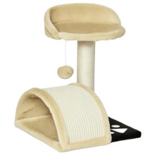 PawHut Katzenkratzbaum, Designer-Hängeball + Plattform, Natur-Sisal-Plüsch, Beige