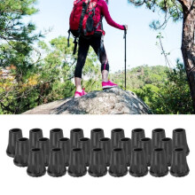 Ponteiras de PVC para bastões de caminhada, conjunto com 25 unidades, pretas, acessórios de reposição duráveis para bastões de trekking.