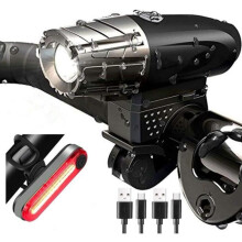 Nabíjateľné USB svetlo na bicykel, 4 režimy, výkonné vodotesné, nárazuvzdorné LED predné svetlo IP65 pre horské bicykle