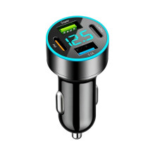 Car Charger Adapter, 4 Port Car USB Charger Adapter, Charger Cigarette Lighter with Led Voltmeter Dual USB C Car Phone Charger Cigarette