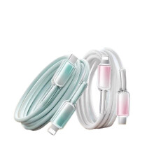PD27w gradient ice crystal transparent fast charging data cable is suitable for Apple 6-14 mobile phones Huawei typec charging cable