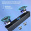 Caixa de som Bluetooth retangular com dois alto-falantes e subwoofer, alimentada por USB. 2