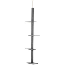 PawHut Katzenbaum vom Boden bis zur Decke mit höhenverstellbarem Kratzstamm, Maße: 43 x 27 x 228–260 cm (L x B x H), 4 Aktivitätsstufen, Grau
