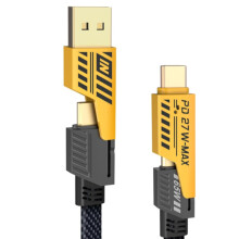 Cavo 4 in 1 in nylon USB C con USB A/USB C da 65 W Type C più PD da 27 W Compatibile con iPhone Android Samsung Galaxy Huawei MacBook i