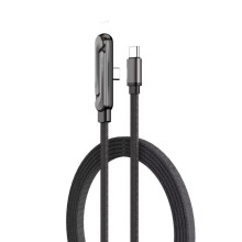 Cavo dati con supporto pieghevole da 240 W, cavo di ricarica a gomito intrecciato con doppia porta C, adatto per la ricarica rapida con