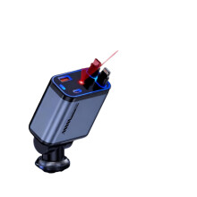 Caricabatterie per auto multifunzione 4 in 1 con luce ambientale a cupola effetto cielo stellato e doppio cavo retrattile.