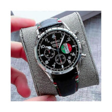 (Black) (Black) Seiko Men's Casual Quartz Watch Leather Strap Black And White Dial Automatic Date Multifunction Timer Luminous Six-needle