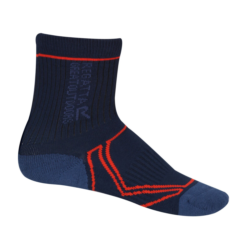 Regatta (10-12 Child Uk, Navy/Amber Glow) Great Outdoors Childrens/Kids 2 Season Coolmax Trek & Trail Socks Multicoloured