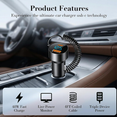 One to three super fast charging car charger mobile phone cigarette lighter conversion plug car charger car usb interface 2