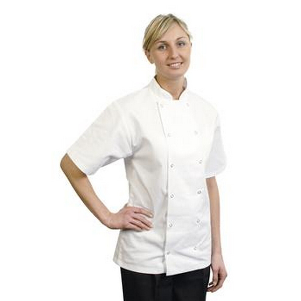 (Xs, White) Bonchef Adults Danny Short Sleeved Chef Jacket 5059000117039