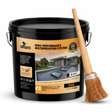 Liquid Rubber Roof Coating Kit with Brush, 5KG - Waterproof Sealant for Garage, Shed, Gutter & Flat Roof