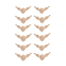 12 stuks 8 x 8 cm houten hoekversieringen met houtsnijwerk voor deuren en kasten, ongeschilderd, Europese stijl