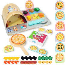 Bluey Pizza Girls Set, 35-Piece Pretend Play Food Set, Wooden Playset