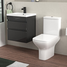 Nes Home 500mm Wall Hung Vanity Drawers Handless Anthracite with Basin & Toilet