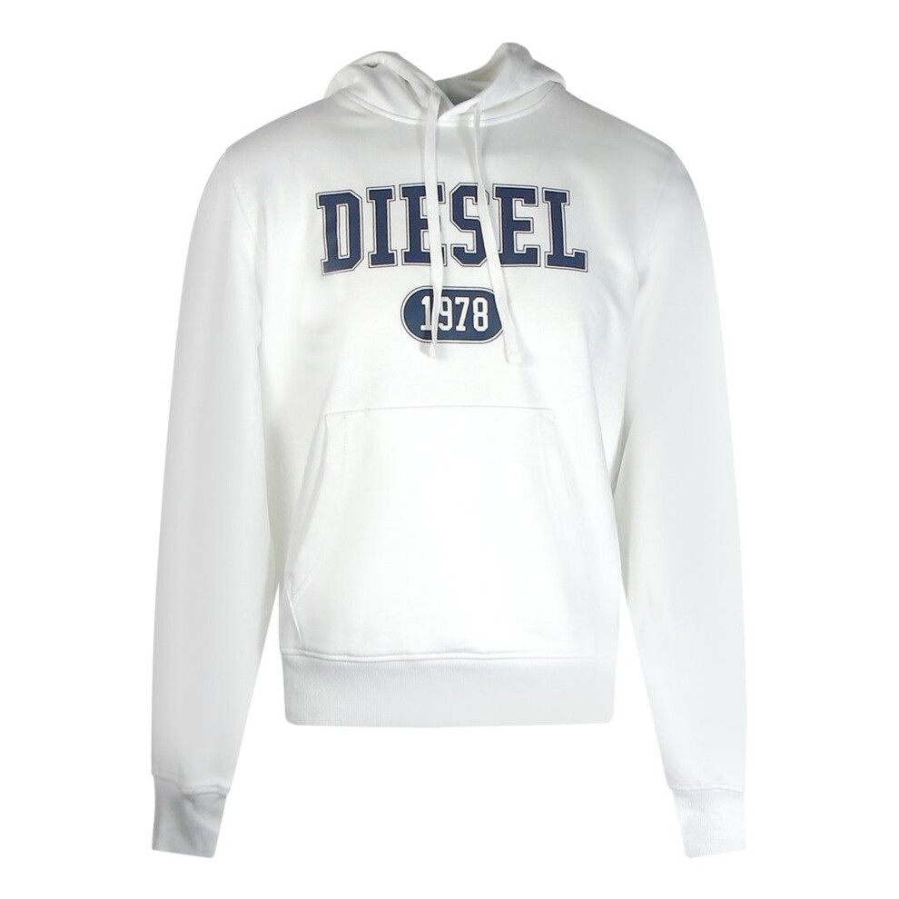 Diesel (M, ) Mens 1978 Bold Logo Hoodie White