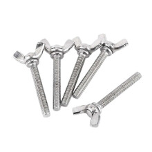 Set di 5 viti a mano a farfalla M5 in acciaio inox 304, filettatura completa.