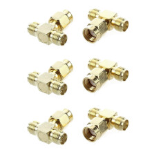Adaptateur RF triple T (6 connecteurs RP-SMA mâle vers 2 connecteurs RP-SMA femelle)