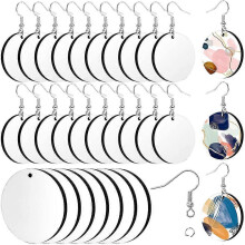 30 stuks sublimatie blanco oorbellen rond MDF-bord witte oorbellen hitteoverdracht oorbellen onafgewerkt f