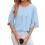Solid color round neck five-quarter sleeve short-light blue M 1