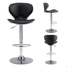 Tabouret de Bar A l'unité - SEVENCOMFORT - Réglable en Hauteur - Dossier Ergonomique - PU Noir - Support 150kg
