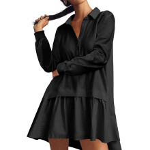 Women's Loose-fitting Long-sleeved V-neck Casual-Black XL