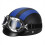 (Blue) Retro Motorcycle Leather Half Helmet with Goggles 1