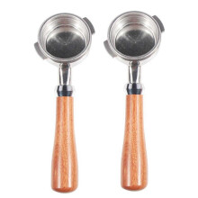 Conjunto de 2 porta-filtros sem fundo de aço inoxidável de 58 mm compatíveis com a máquina de café profissional Nuova.