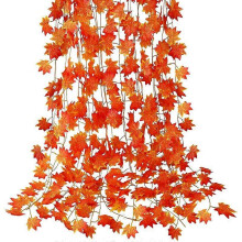 12 paquetes de guirnaldas de hojas artificiales de otoño para colgar, decoración de Acción de Gracias compatible con bodas familiares.