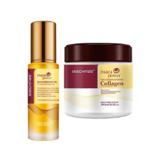 (Hair mask) (1 set) Collagen Hair Treatment Deep Repair Conditioning for All Hair Types 500 ml + Argan Oil Hair Serum for Dry Damaged Hair 50 ml