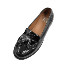 (5 UK, Black) Where's That From Womens/Ladies Imogen Tassel Patent Leather Slip-on Flatform Loafers