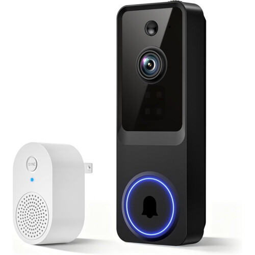 Wireless Video Doorbell Camera with Cloud Storage, Night Vision, Real-Time Alerts for Home Security