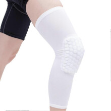 Crash Proof Absorbing Non-slip Knee Support Long Sleeve Knee Protector Brace for Running Hiking Outdoor Sports Activities - Size L(white)