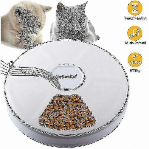 Automatic Pet Feeder, Automatic Pet Food Dispenser with 6 Meals, Digital Timer