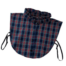 Checkered Pattern Detachable Collar Soft Polyester Fabric-B